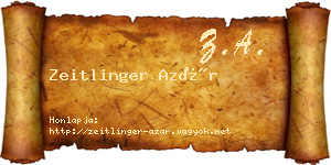 Zeitlinger Azár névjegykártya